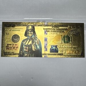 24k Gold Foil Plated Darth Vader Banknote Star Wars Collectible